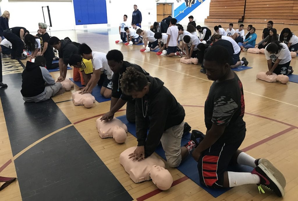 MySafe:LA teaches LAUSD students CPR.